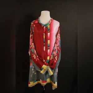 Pink 100% Silk Blouse Johnny Was Size 1X but runs large